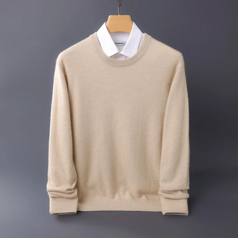 Herren Feiner Rundhals-Strickpullover in Kaschmir‑Optik mit gerippten Bündchen Drune