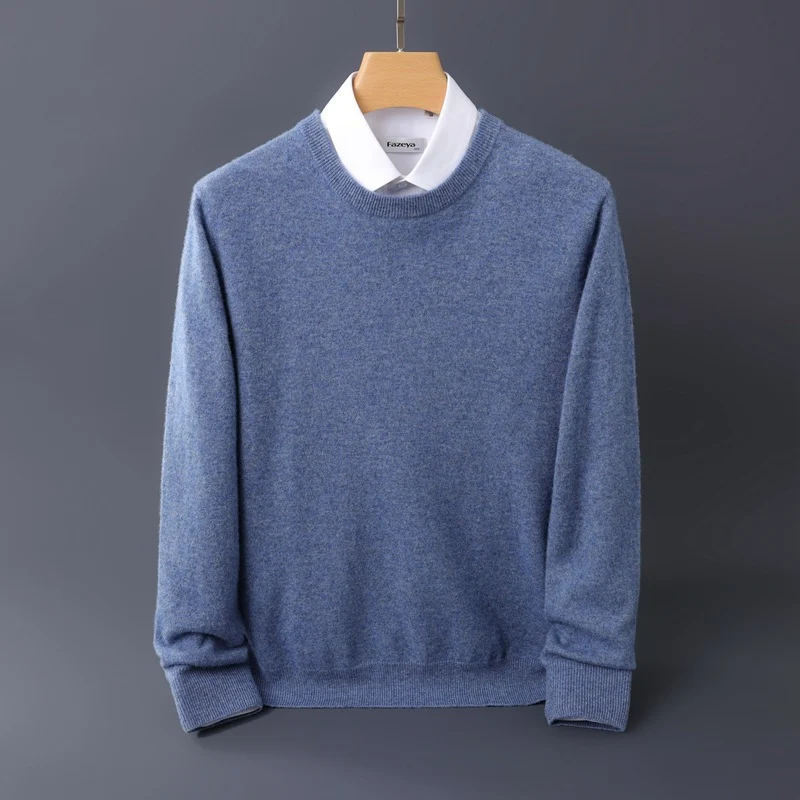 Herren Feiner Rundhals-Strickpullover in Kaschmir‑Optik mit gerippten Bündchen Drune