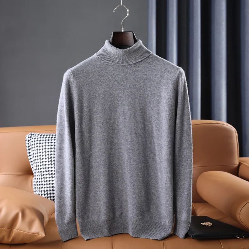 Herren Feiner Rollkragenpullover in schlanker Minimal‑Silhouette aus Woll‑Kaschmir‑Mix Drune