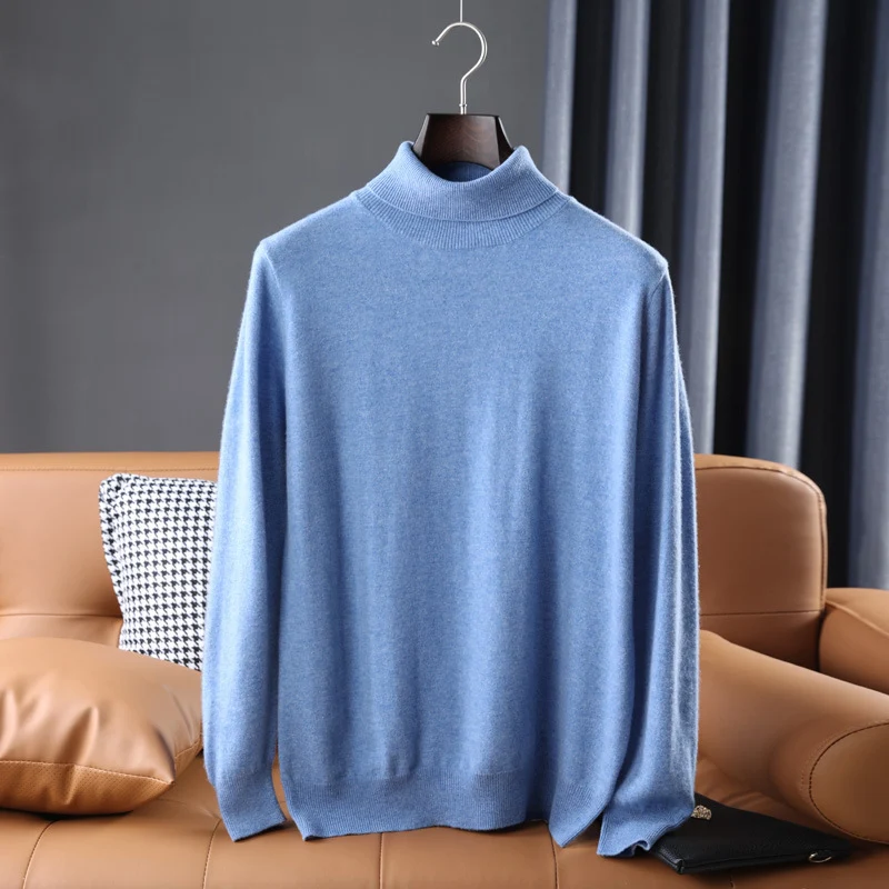 Herren Feiner Rollkragenpullover in schlanker Minimal‑Silhouette aus Woll‑Kaschmir‑Mix Drune