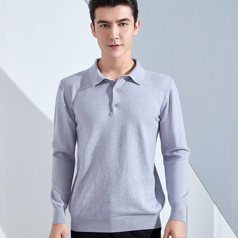 Herren Feiner Langarm-Poloshirt aus Feinstrick mit 3‑Knopf‑Leiste und schmaler Passform Drune