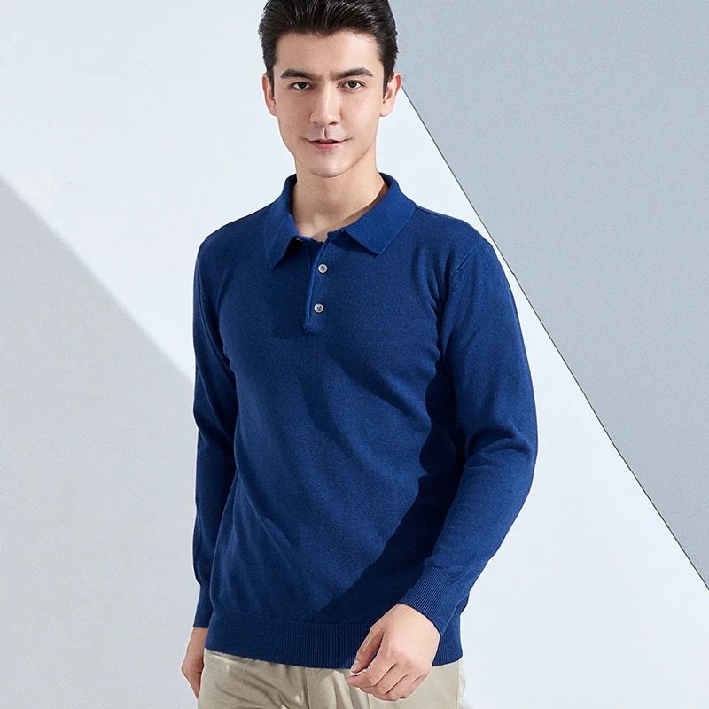 Herren Feiner Langarm-Poloshirt aus Feinstrick mit 3‑Knopf‑Leiste und schmaler Passform Drune
