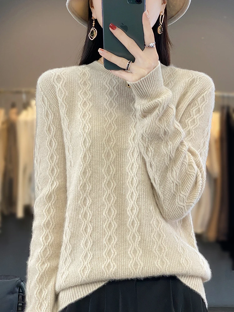 Damen Zopfmuster-Feinstrickpullover mit feiner Struktur und kastiger Silhouette Drune