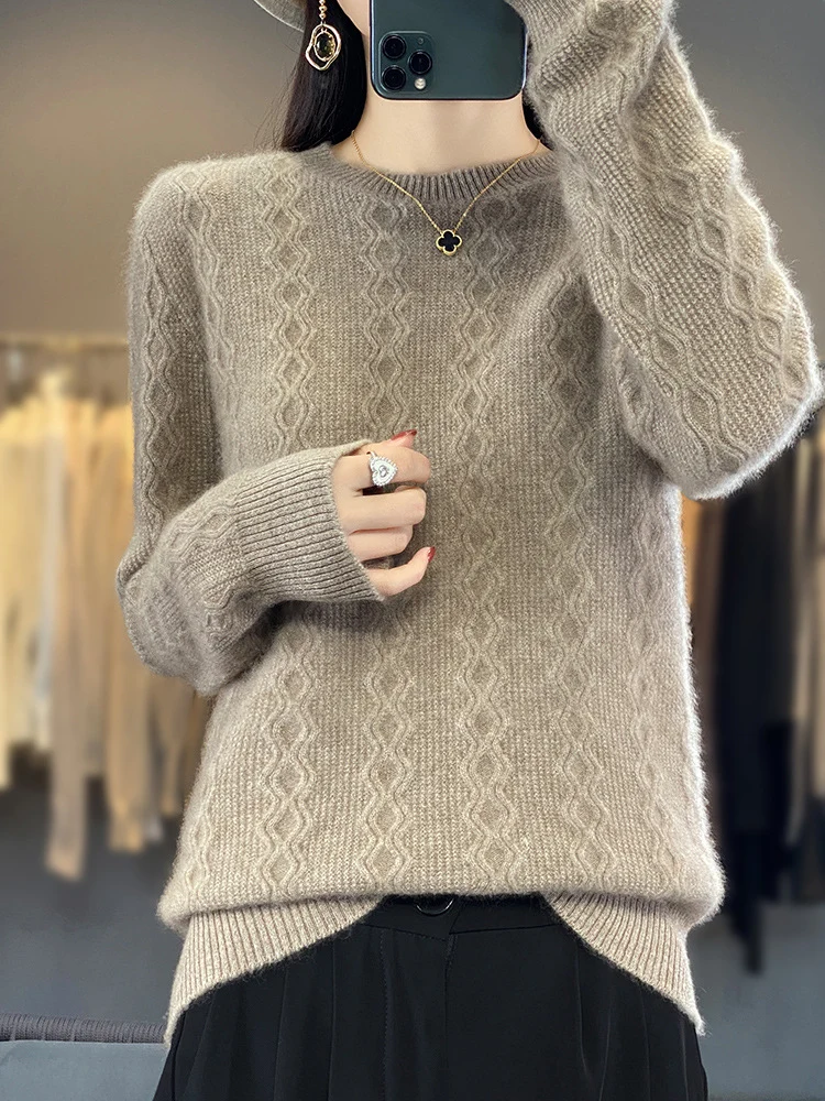 Damen Zopfmuster-Feinstrickpullover mit feiner Struktur und kastiger Silhouette Drune
