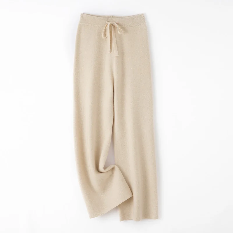 Damen weite Strickhose mit Tunnelzugbund und kaschmirähnlicher Haptik Drune