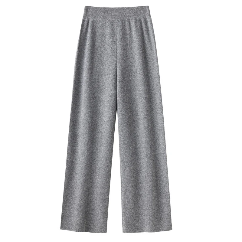 Damen Weite Strickhose mit hohem Bund und kaschmirähnlicher Weichheit Drune