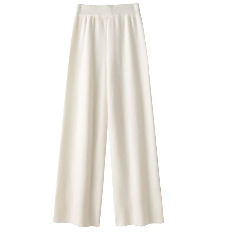 Damen Weite Strickhose mit hohem Bund und kaschmirähnlicher Weichheit Drune