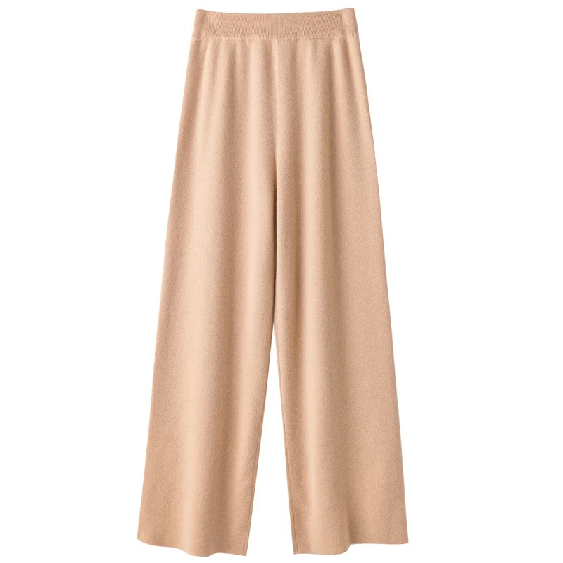 Damen Weite Strickhose mit hohem Bund und kaschmirähnlicher Weichheit Drune