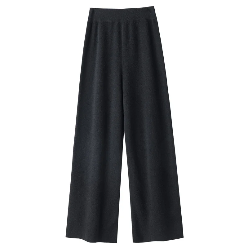 Damen Weite Strickhose mit hohem Bund und kaschmirähnlicher Weichheit Drune