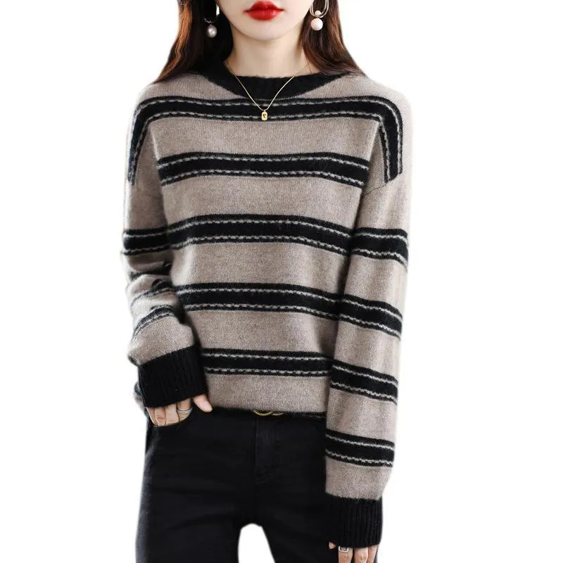 Damen Weicher Streifenpullover im Mohair‑Look mit kastenförmiger Silhouette Drune