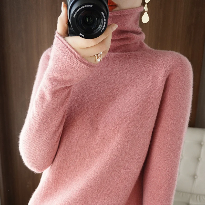 Damen Weicher Rollkragenpullover aus Kaschmir‑Look mit Daumenloch und figurbetonter Silhouette Drune