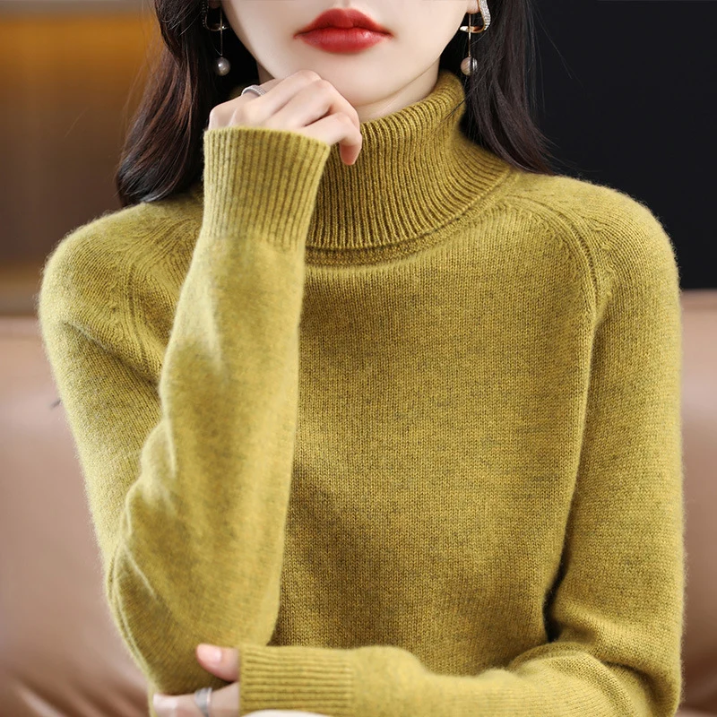 Damen Weicher Hochkragen-Pullover aus flauschigem Wollmix mit Raglanärmeln Drune