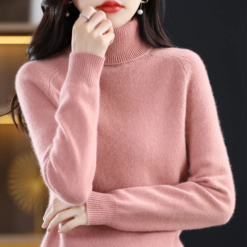 Damen Weicher Hochkragen-Pullover aus flauschigem Wollmix mit Raglanärmeln Drune