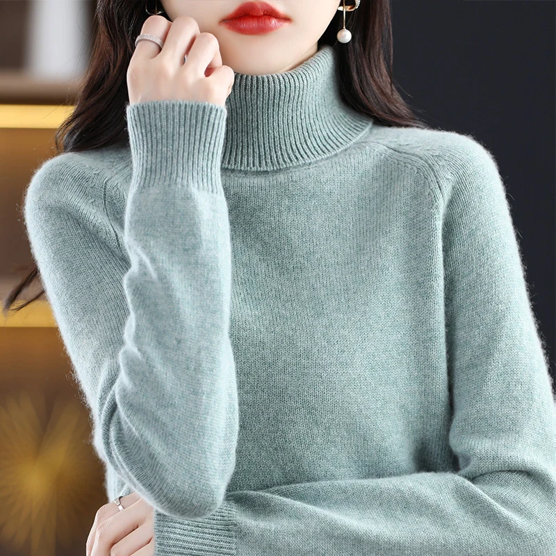 Damen Weicher Hochkragen-Pullover aus flauschigem Wollmix mit Raglanärmeln Drune