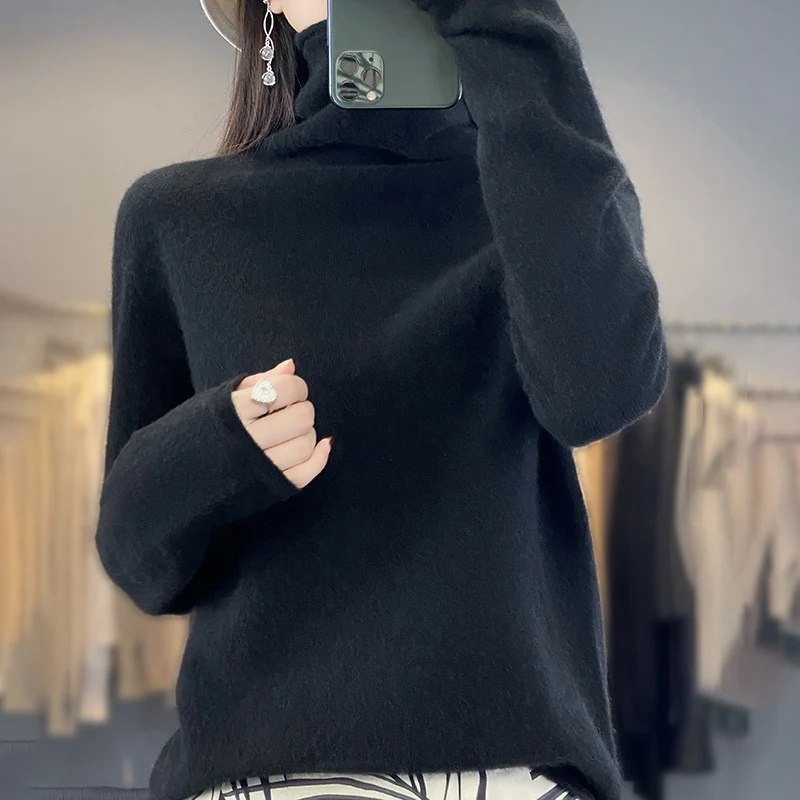 Damen Weicher Feinstrick-Rollkragenpullover mit kaschmirähnlicher Haptik und verlängerten Bündchen Drune