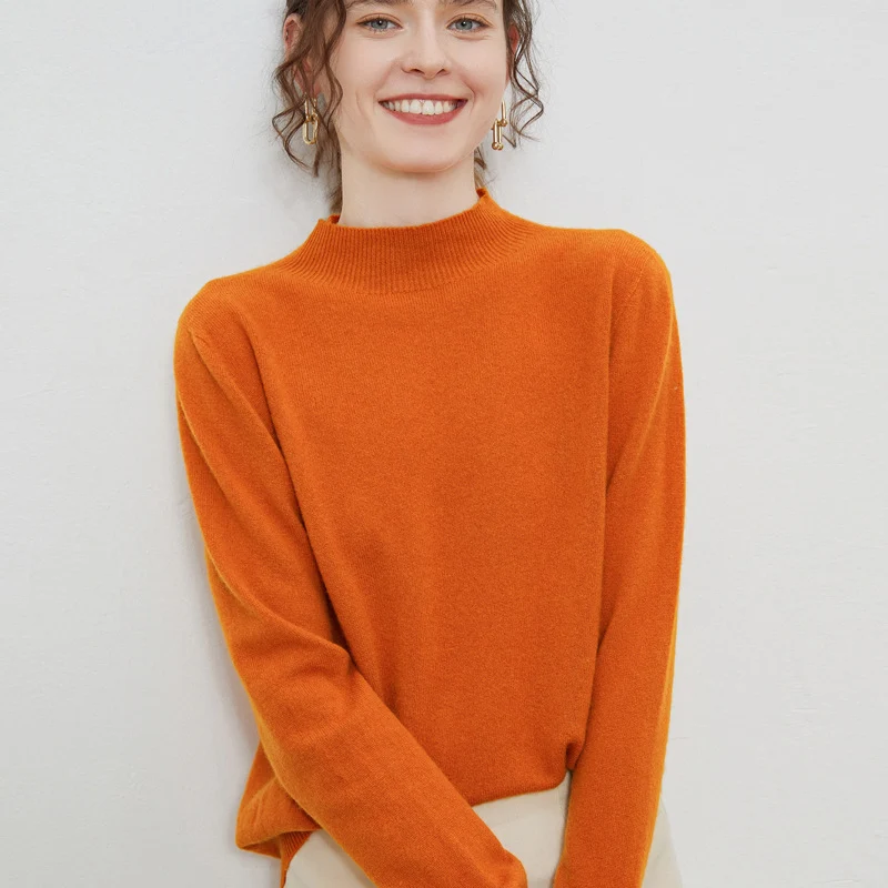 Damen weicher Feinstrick-Mockneckpullover mit Angora‑Look und legerer Silhouette Drune