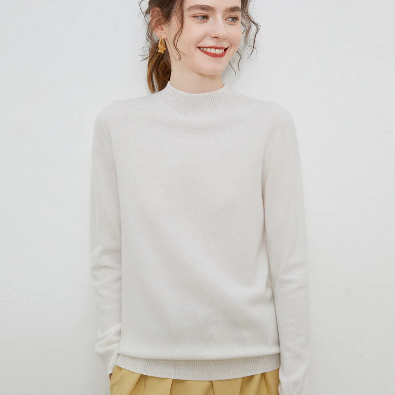 Damen weicher Feinstrick-Mockneckpullover mit Angora‑Look und legerer Silhouette Drune