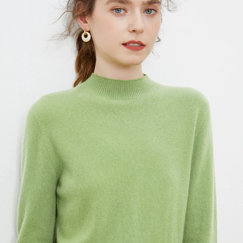 Damen weicher Feinstrick-Mockneckpullover mit Angora‑Look und legerer Silhouette Drune