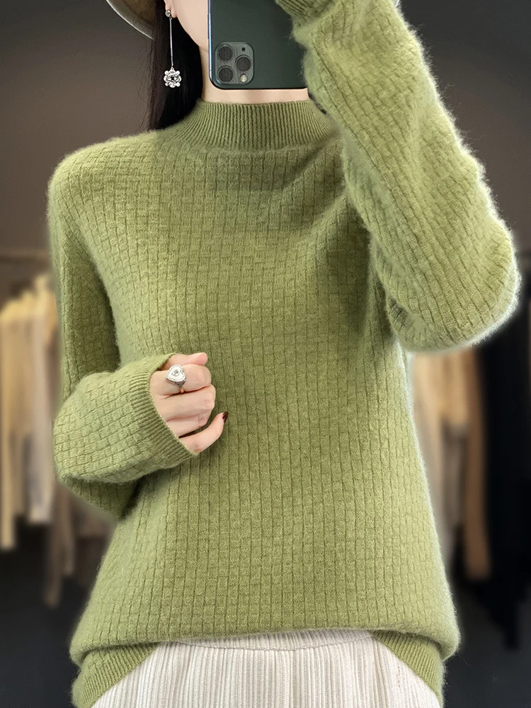 Damen Weicher Boxy-Mockneckpullover im Mohair-Look mit feiner Kastenrippenstruktur Drune