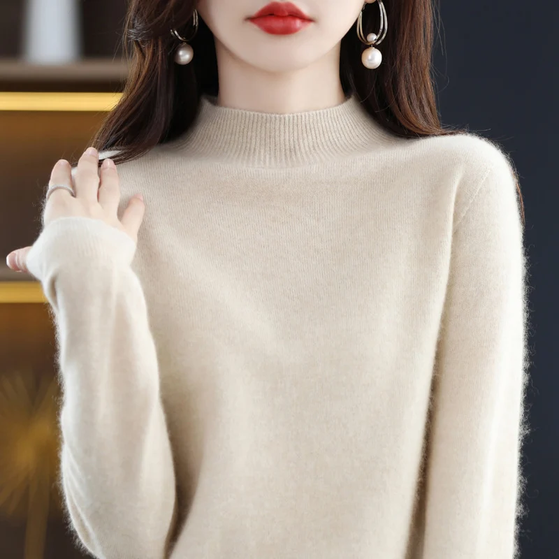 Damen Ultraleichter Mockneck-Feinstrickpullover in Kaschmir‑Optik Drune