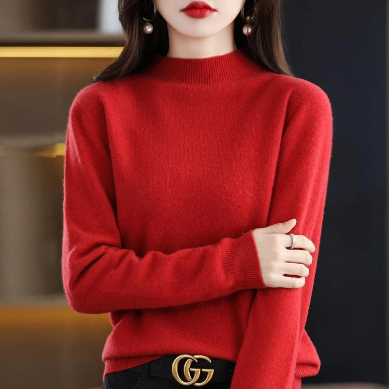 Damen Ultraleichter Mockneck-Feinstrickpullover in Kaschmir‑Optik Drune