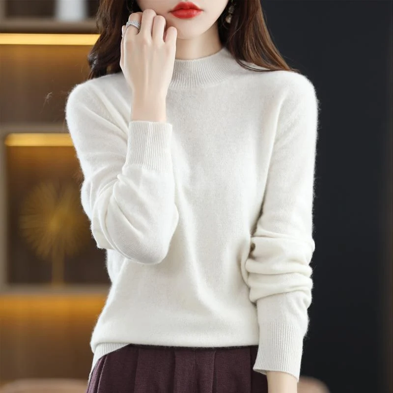 Damen Ultraleichter Mockneck-Feinstrickpullover in Kaschmir‑Optik Drune