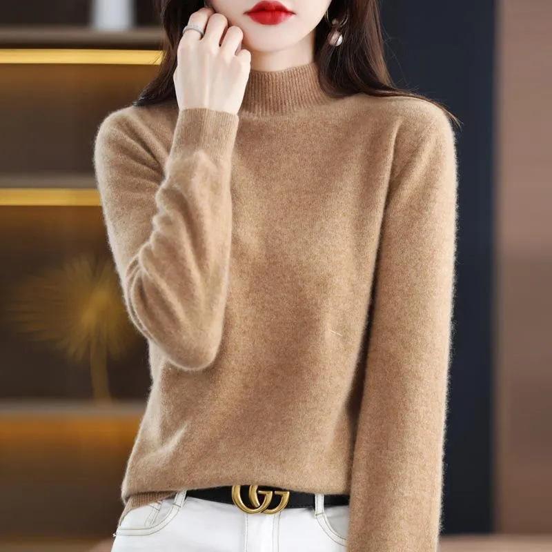 Damen Ultraleichter Mockneck-Feinstrickpullover in Kaschmir‑Optik Drune