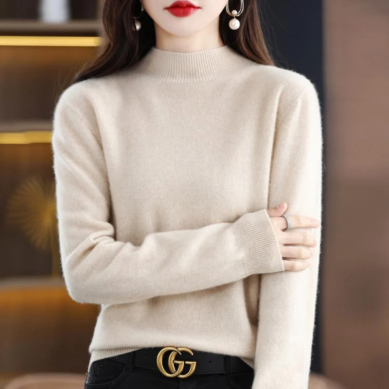 Damen Ultraleichter Mockneck-Feinstrickpullover in Kaschmir‑Optik Drune