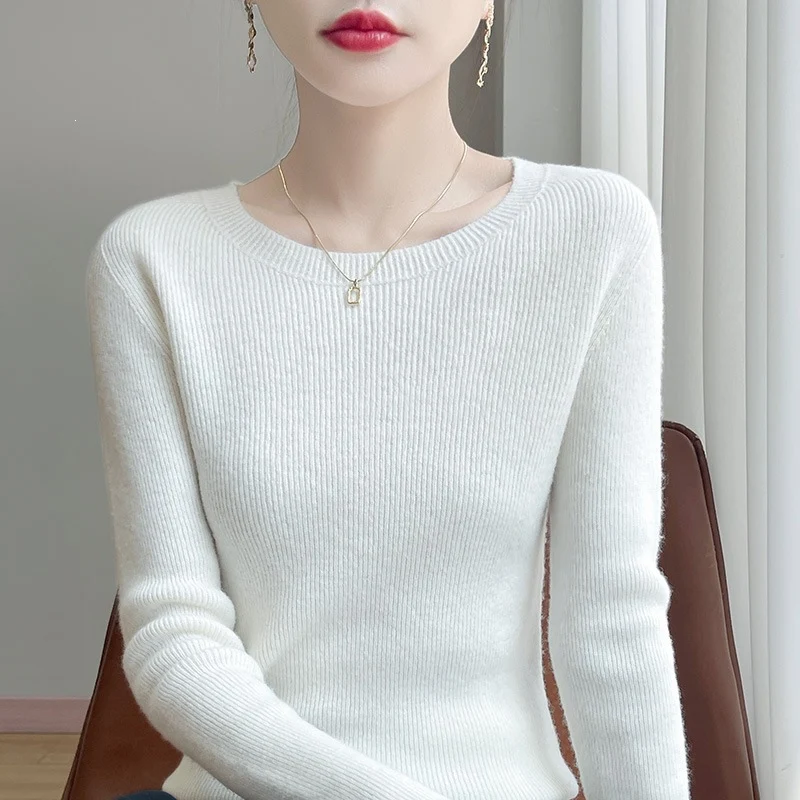 Damen Taillierter Rundhals-Pullover aus fein gerippter Kaschmir‑Optik Drune