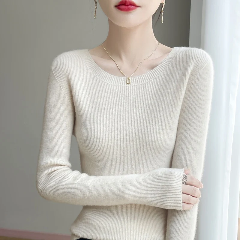 Damen Taillierter Rundhals-Pullover aus fein gerippter Kaschmir‑Optik Drune
