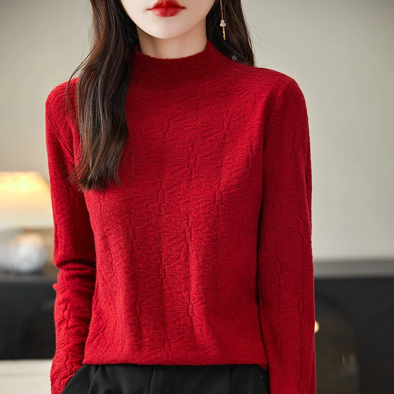 Damen Strukturiertes Feinstrick-Longsleeve mit Stehkragen und kastiger Silhouette Drune