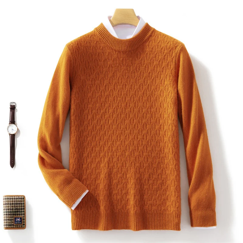 Damen Strukturierter Mockneck-Pullover im Kaschmir‑Look mit geometrischer Wabenstruktur Drune