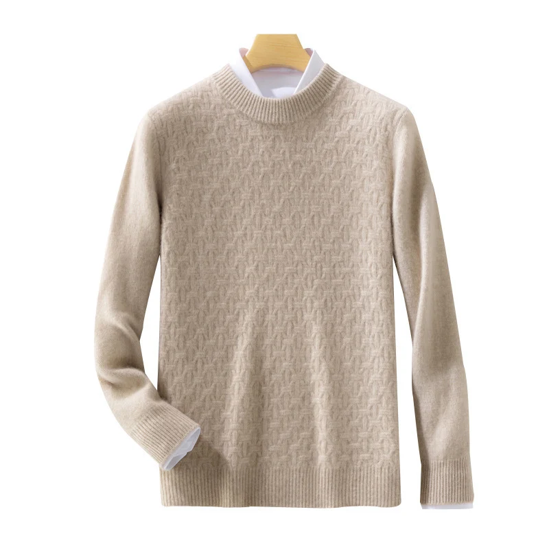 Damen Strukturierter Mockneck-Pullover im Kaschmir‑Look mit geometrischer Wabenstruktur Drune