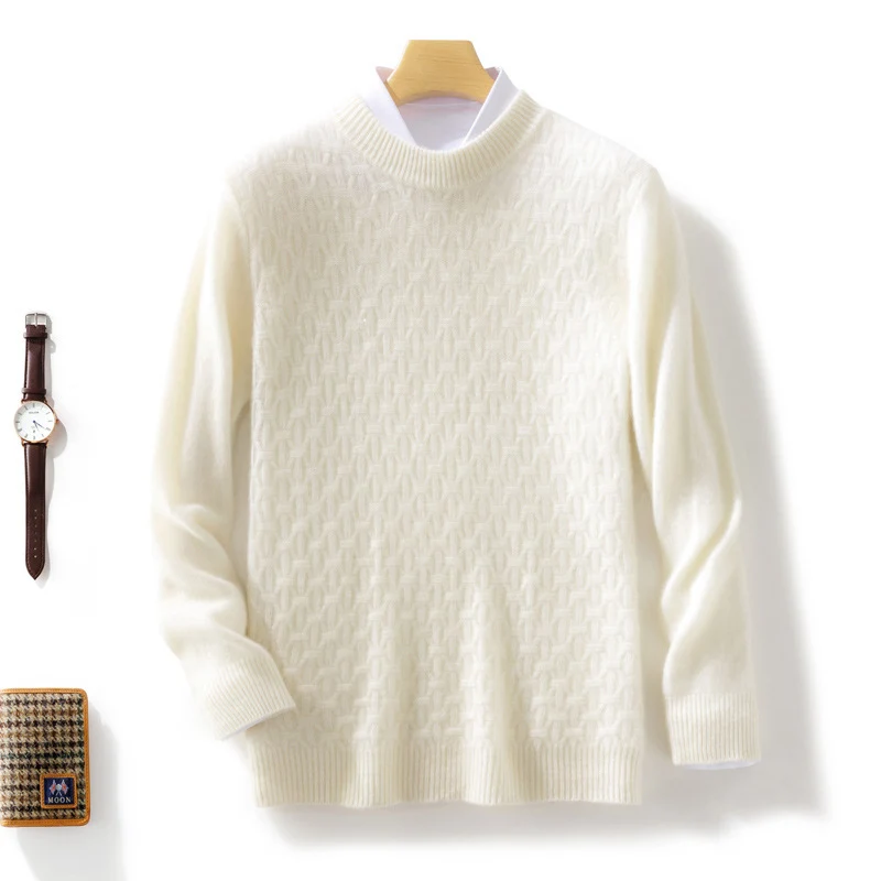 Damen Strukturierter Mockneck-Pullover im Kaschmir‑Look mit geometrischer Wabenstruktur Drune