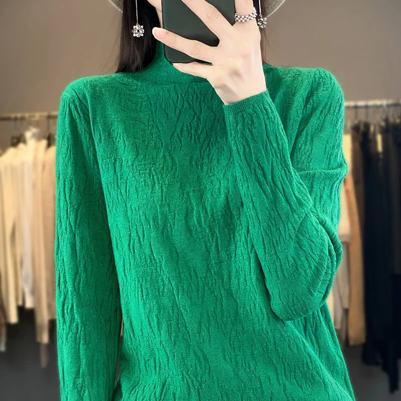 Damen Strukturierter Feinstrick-Pullover mit kurzem Stehkragen und Crinkle-Optik Drune