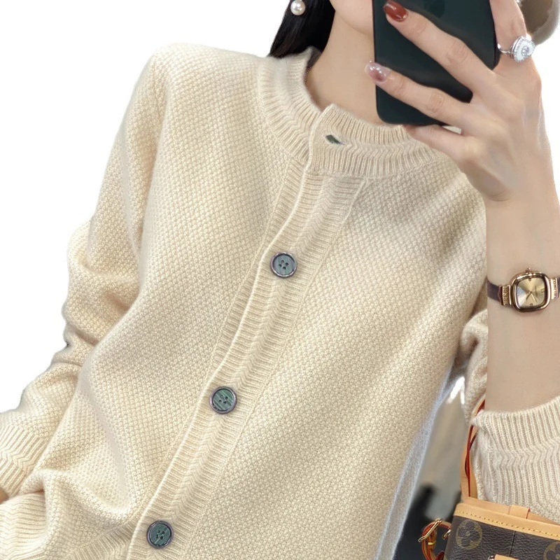 Damen Strukturierter Feinstrick-Cardigan mit kaschmirähnlicher Haptik, durchgehender Knopfleiste und kastiger Oversize‑Passform Drune