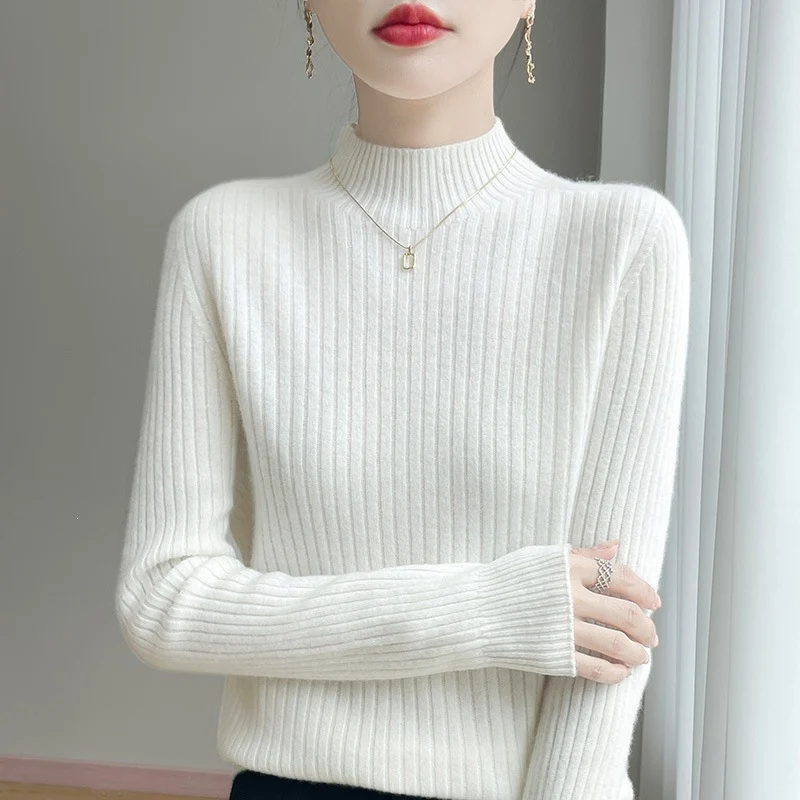 Damen Schmaler Rippenstrick-Mockneck mit extraweicher Kaschmir-Optik Drune