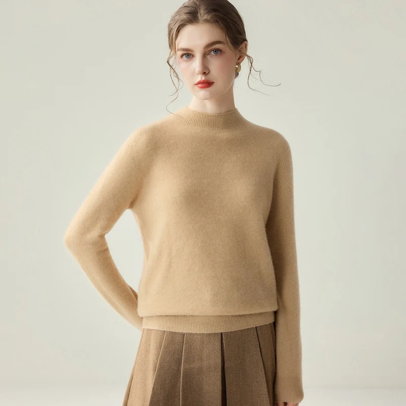 Damen Schmaler Mockneck-Feinstrickpullover mit kaschmirähnlicher Haptik Drune