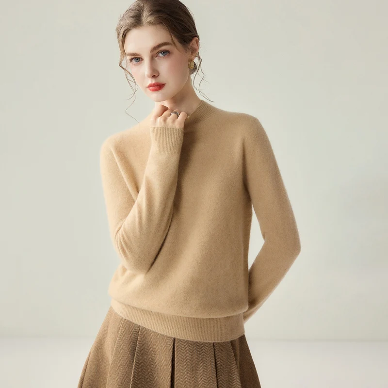 Damen Schmaler Mockneck-Feinstrickpullover mit kaschmirähnlicher Haptik Drune