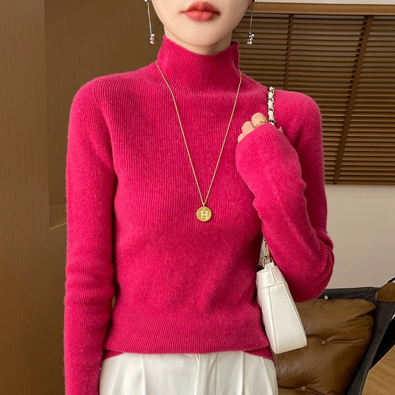 Damen Schmaler Kurzrollkragenpullover in kuscheliger Kaschmir‑Optik mit feiner Rippenstruktur Drune