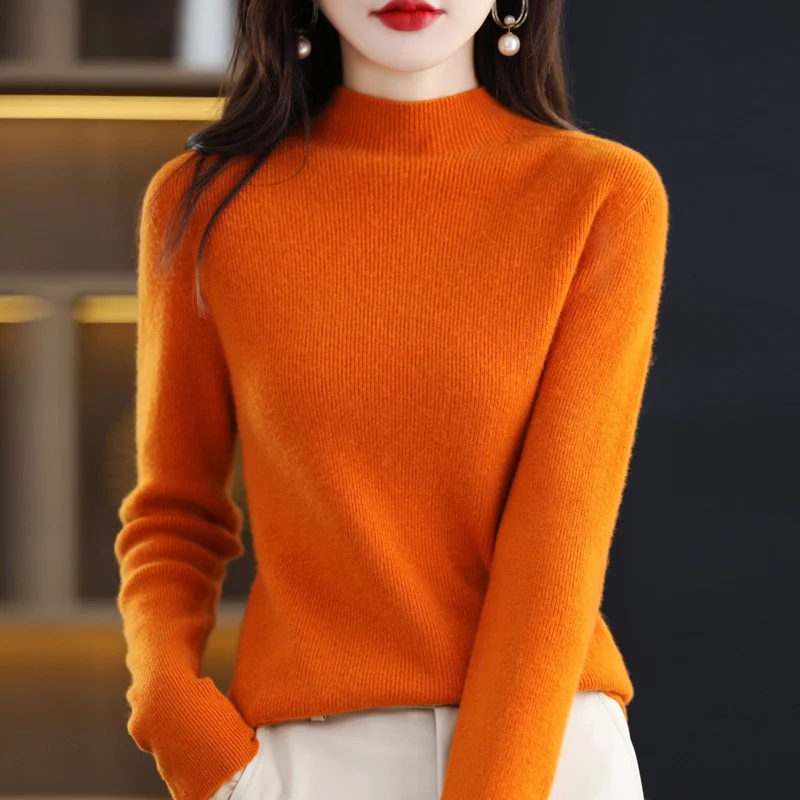 Damen Schmal geschnittener Mockneck-Pullover aus kaschmirähnlichem Feinstrick Drune