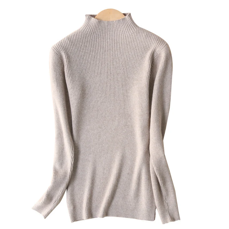 Damen Schmal geschnittener Feinstrickpullover mit kurzem Stehkragen aus Kaschmir-Blend Drune