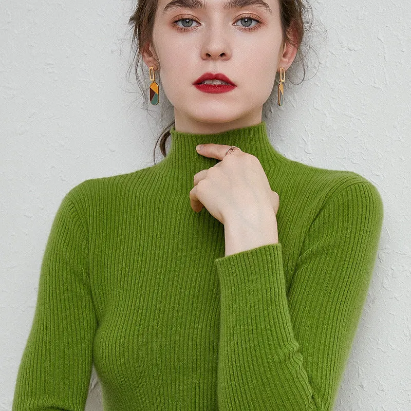 Damen Schmal geschnittener Feinstrickpullover mit kurzem Stehkragen aus Kaschmir-Blend Drune