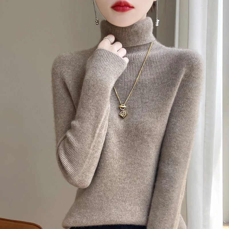 Damen Schmal geschnittener Feinstrick-Rollkragenpullover mit extrafeinem Flauschfinish Drune