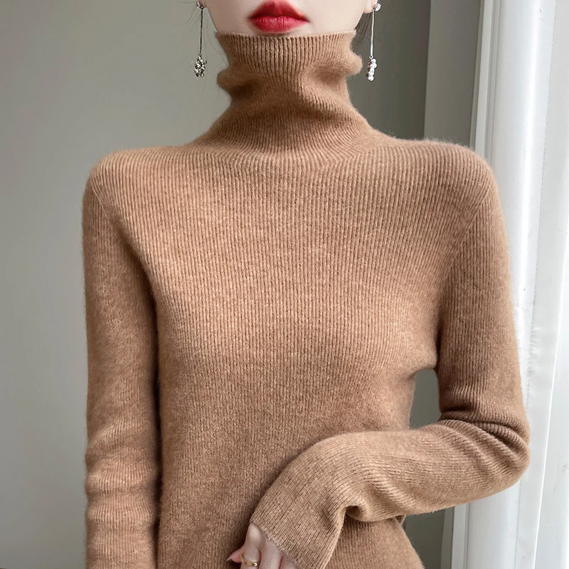Damen Schmal geschnittener Feinstrick-Rollkragenpullover mit extrafeinem Flauschfinish Drune