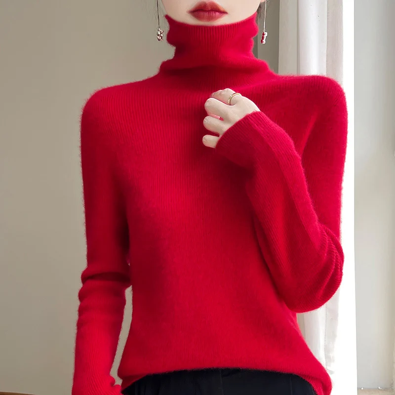 Damen Schmal geschnittener Feinstrick-Rollkragenpullover mit extrafeinem Flauschfinish Drune