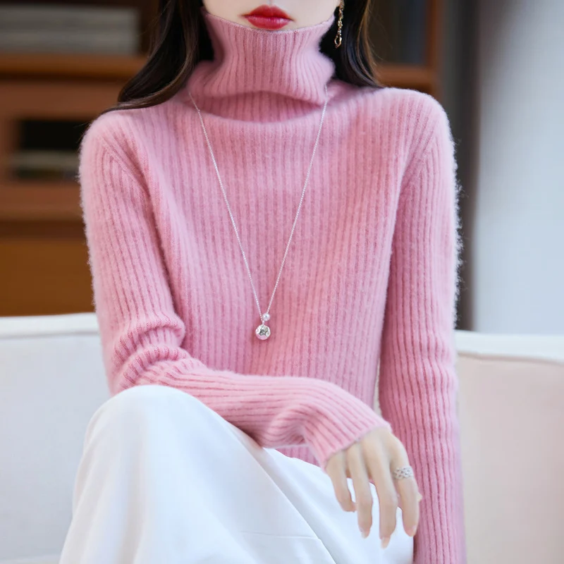 Damen Schlanker Feinstrick-Rollkragenpullover mit feiner Rippenstruktur und kaschmirähnlicher Haptik Drune