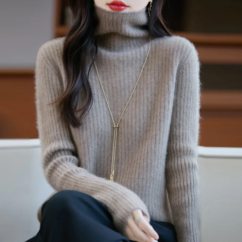 Damen Schlanker Feinstrick-Rollkragenpullover mit feiner Rippenstruktur und kaschmirähnlicher Haptik Drune