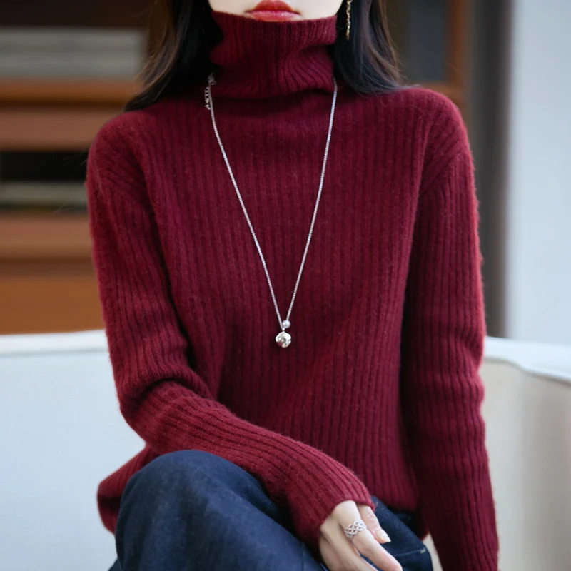Damen Schlanker Feinstrick-Rollkragenpullover mit feiner Rippenstruktur und kaschmirähnlicher Haptik Drune