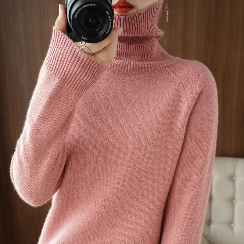 Damen Rollkragenpullover aus weichem Wollmix mit verlängerten Bündchen Drune
